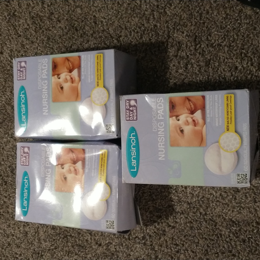 Lansinoh Disposable Nursing Pads. 2 full boxes, 1 opened with approximately 35